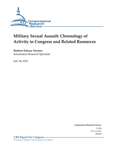 Military Sexual Assault: Chronology of Activity in Congress and Related Resources