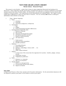 NOT FOR GRADUATION CREDIT Marine Science – Research Project