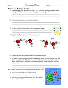 Properties of Water  Polarity and Hydrogen Bonding