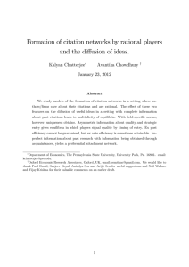 Formation of citation networks by rational players Kalyan Chatterjee Avantika Chowdhury