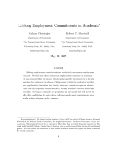 Lifelong Employment Commitments in Academia Kalyan Chatterjee Robert C. Marshall