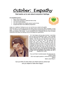 October:  Empathy God wants us to care about everyone’s feelings.