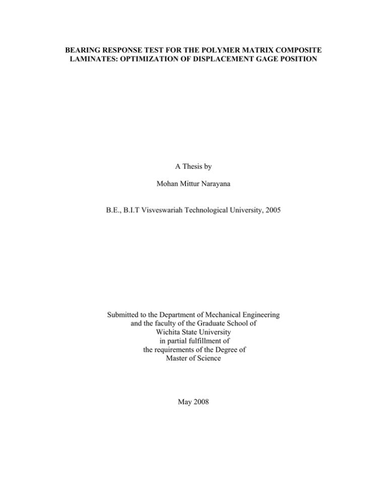 BEARING RESPONSE TEST FOR THE POLYMER MATRIX COMPOSITE