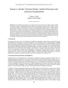 Kansas vs. Roeder: Christian Identity, Juridical Discourses and American Exceptionalism
