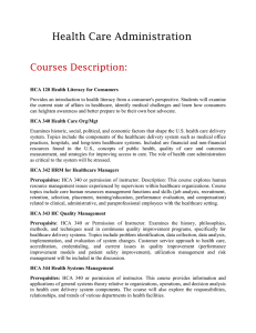 Health Care Administration  Courses Description: