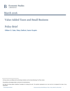 March 2016 Value-Added Taxes and Small Business  Policy Brief