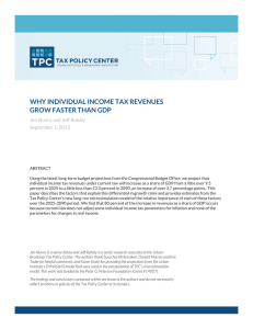 WHY INDIVIDUAL INCOME TAX REVENUES GROW FASTER THAN GDP September 1, 2015