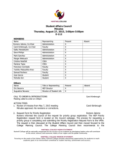 Student Affairs Council Minutes Thursday, August 27, 2015, 3:00pm-5:00pm E-112