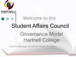 Student Affairs Council  Governance Model Hartnell College