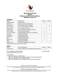 Advancement Council Minutes February 18, 2016 12:00-2:00 p.m. Building E, Room 112