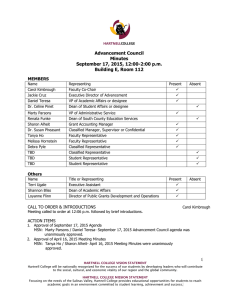 Advancement Council Minutes September 17, 2015, 12:00-2:00 p.m. Building E, Room 112