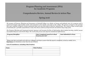 Program Planning and Assessment (PPA) for Academic Programs