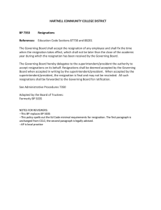 HARTNELL COMMUNITY COLLEGE DISTRICT  BP 7350 Resignations