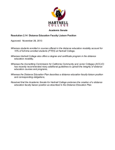 Academic Senate  Resolution 2.14  Distance Education Faculty Liaison Position