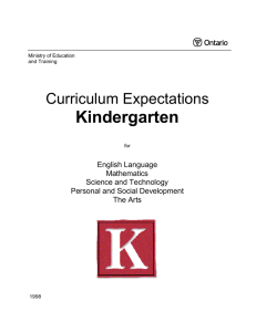 Kindergarten Curriculum Expectations English Language Mathematics