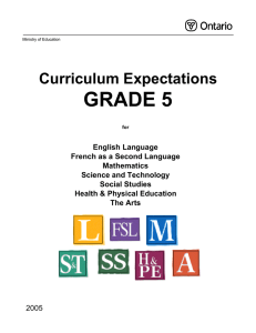 GRADE 5 Curriculum Expectations