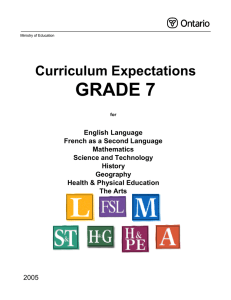GRADE 7 Curriculum Expectations