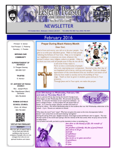 NEWSLETTER February 2016 Prayer During Black History Month Dear God,
