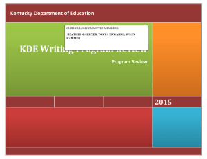 KDE Writing Program Review  2015 Kentucky Department of Education