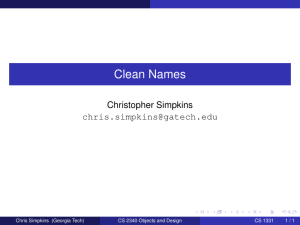 Clean Names Christopher Simpkins  Chris Simpkins (Georgia Tech)