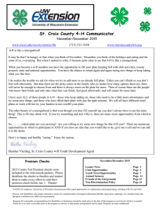 St. Croix County 4-H Communicator  November/December 2015 (715) 531-1930