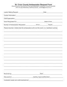 St. Croix County Ambassador Request Form