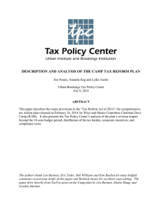 DESCRIPTION AND ANALYSIS OF THE CAMP TAX REFORM PLAN