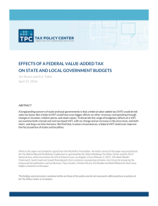 EFFECTS OF A FEDERAL VALUE-ADDED TAX Jim Nunns and Eric Toder