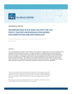 WORKING PAPER INCORPORATING STATE ANALYSIS INTO THE TAX POLICY CENTER’S MICROSIMULATION MODEL: