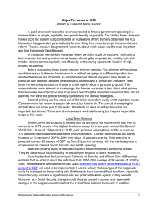 Major Tax Issues in 2016 William G. Gale and Aaron Krupkin