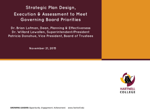 Strategic Plan Design, Execution &amp; Assessment to Meet Governing Board Priorities