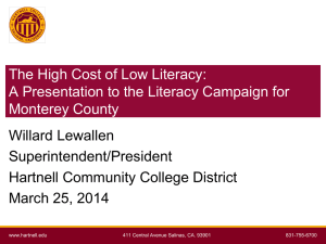 The High Cost of Low Literacy: Monterey County Willard Lewallen