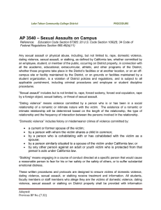 AP 3540 – Sexual Assaults on Campus