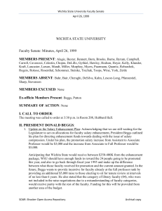 WICHITA STATE UNIVERSITY  Faculty Senate: Minutes, April 26, 1999 MEMBERS PRESENT