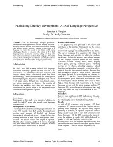 Facilitating Literacy Development: A Dual Language Perspective  Jennifer S. Vaughn