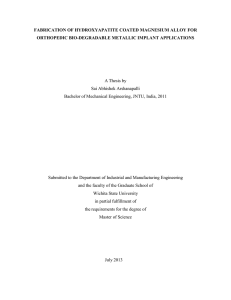 FABRICATION OF HYDROXYAPATITE COATED MAGNESIUM ALLOY FOR