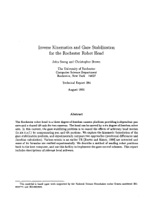 Inverse Kinematics and Gaze Stabilization for the Rochester Robot Head