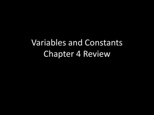 Variables and Constants Chapter 4 Review