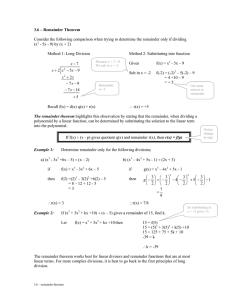 3.6 – Remainder Theorem  (x