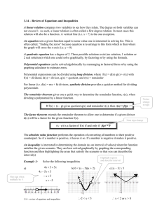 3.14 – Review of Equations and Inequalities