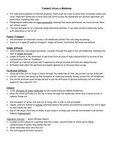Transport Across a Membrane
