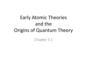 Early Atomic Theories and the Origins of Quantum Theory Chapter 3.1