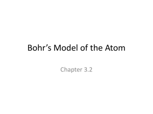 Bohr’s Model of the Atom Chapter 3.2