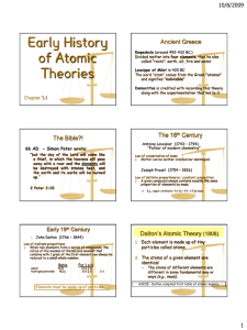 Early History of Atomic Theories Ancient Greece
