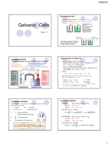 Galvanic Cells 1/4/2010