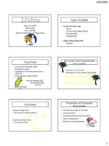 Lipids 9/25/2009 Types of Lipids