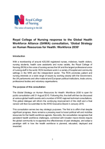 Royal  College  of  Nursing  response ... consultation,  ‘Global  Strategy Workforce  Alliance  (GHWA)