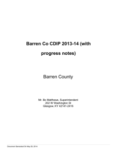 Barren Co CDIP 2013-14 (with progress notes) Barren County Mr. Bo Matthews, Superintendent