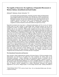 The Legality of Secession: the Legitimacy of Separatist Movements in