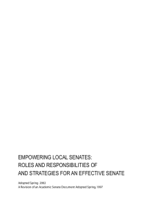 EMPOWERING LOCAL SENATES: ROLES AND RESPONSIBILITIES OF